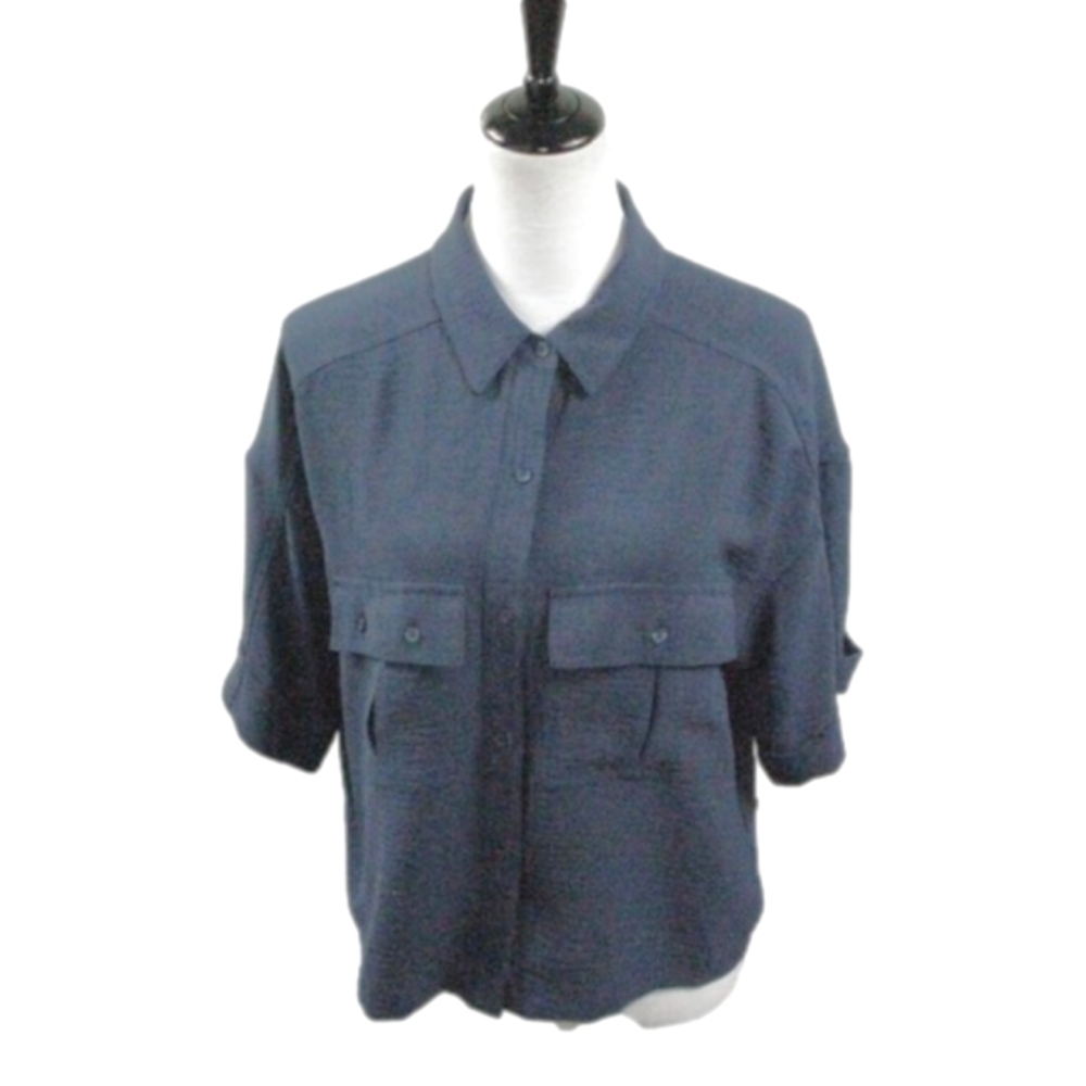 Worthington Navy Blue Boxy Button Front Blouse Size XLP